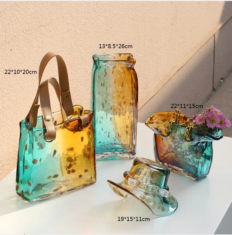 Glass Vase for Wedding Centerpieces Glass Flower Vase Table Decoration Colorful Glass Decorative Vase