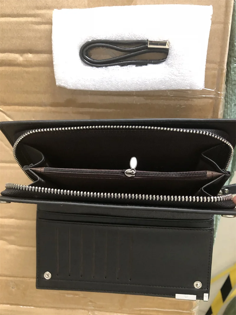 Cheap baellerry brand multi function long zipper leather clutch wallet men