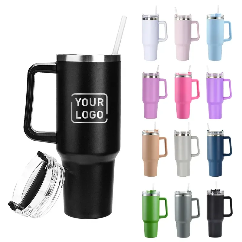 Customize 40oz Tumble Stainless Steel Vacuum Flask Insulated Travel Mug With Handle