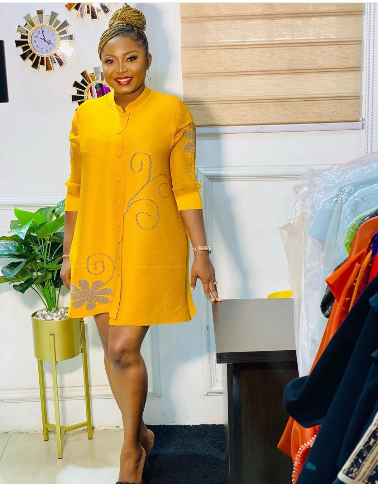 Korea Fashion Vintage Stretchy Pleated Single Breasted Ladies Cardigan Coat Women Free Size Loose A Line Rhinestone Casual Dress