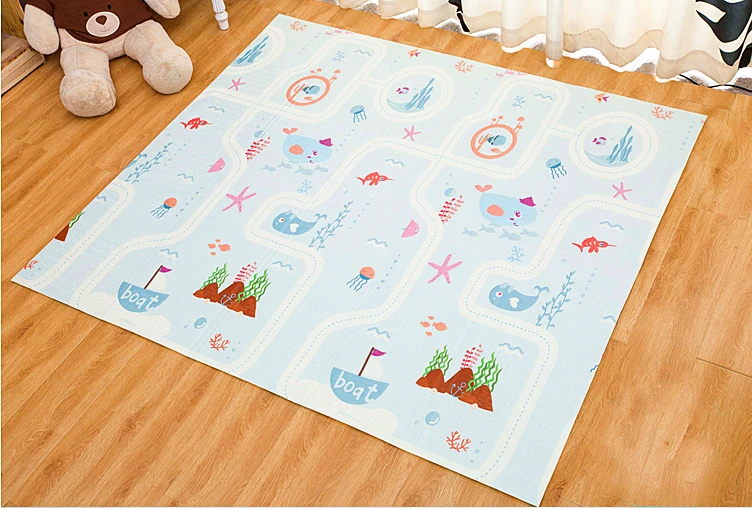 
Eco Friendly Non-Toxic Large Soft Waterproof Folding Baby Crawl Play Mat Double Side Colorful Cartoon Foldable Baby Play Mat 