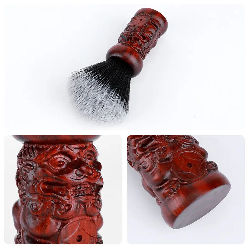 HMS01 Private Label Solid Red Wood Handle Soft Pure Badger Wholesale Shaving Brushes Set For Barber Men Traditional Hair Cutting