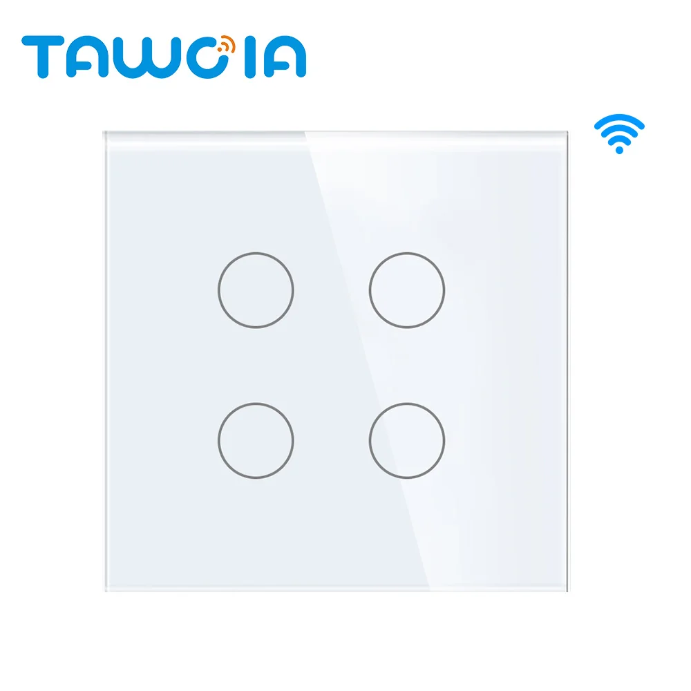 TAWOIA Wi-Fi light switch With Neutral Line 4 Gang Remote Control 600W Wall Smart EU Standard