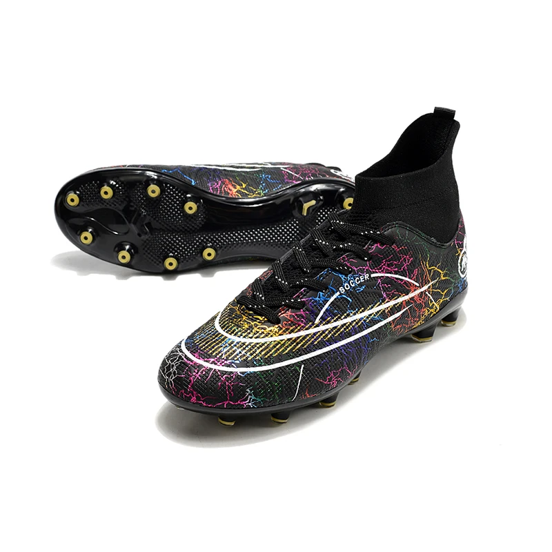 Factory Outlet Unisex Autumn High Top Adult Training Game Sneakers Indoor Outdoor Lawn Youth Student Sport Soccer Shoes TF/AG