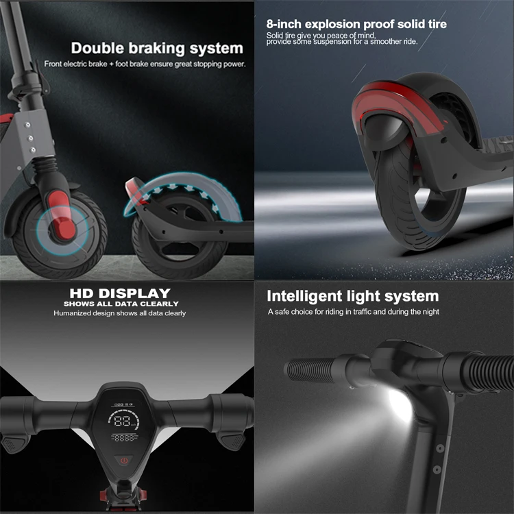 P1P Escooter 7.8Ah Battery 350W/500W 8 Inches Mobility Adult Electric Scooters Full Suspension Foldable Electro Scooter for Sale