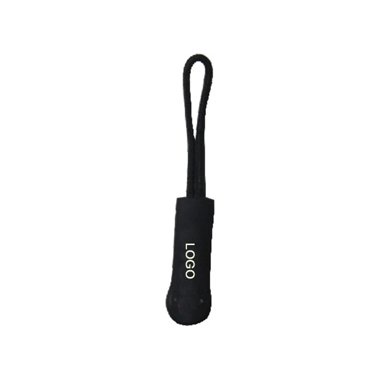 
Hot sale fancy black cord custom logo printed Zipper Pull Head 