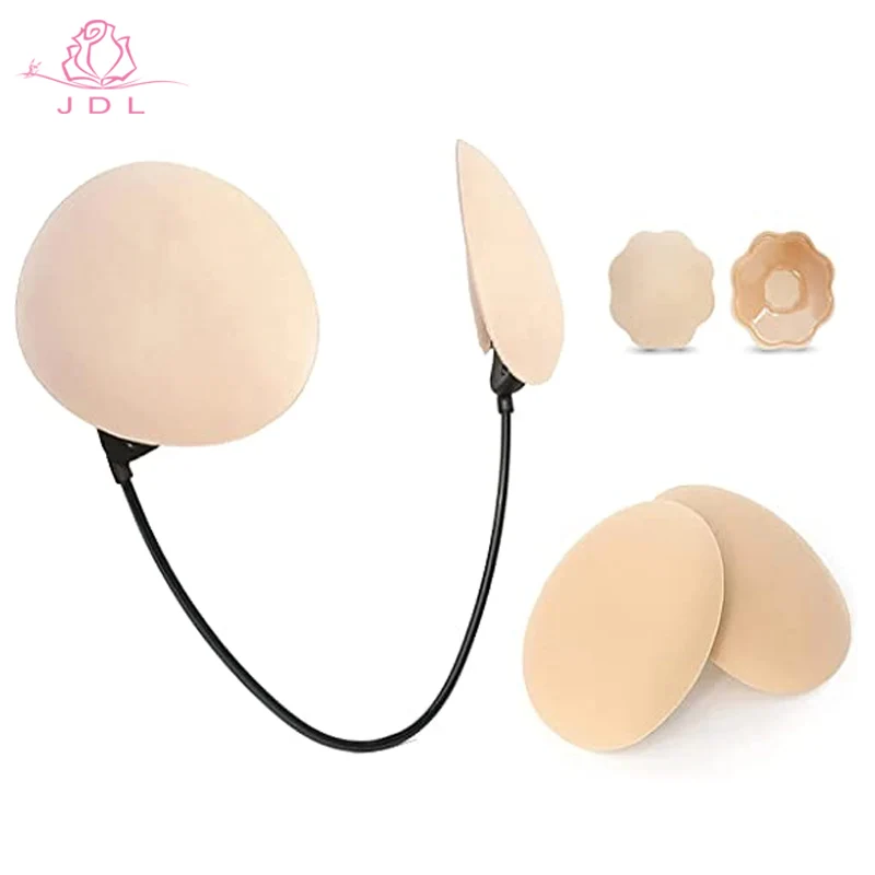 
Womens Invisible Strapless Adhesive Push-up Silicone Bra Stick Sport Bra Top Fitness frontless Backless Bras 