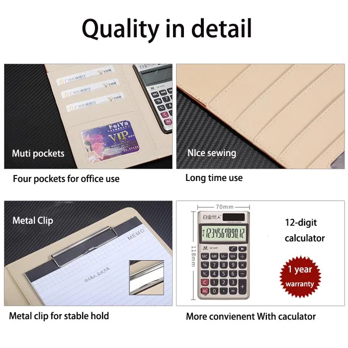 High quality Personalized design A4 size Pu leather business portfolio binder folder