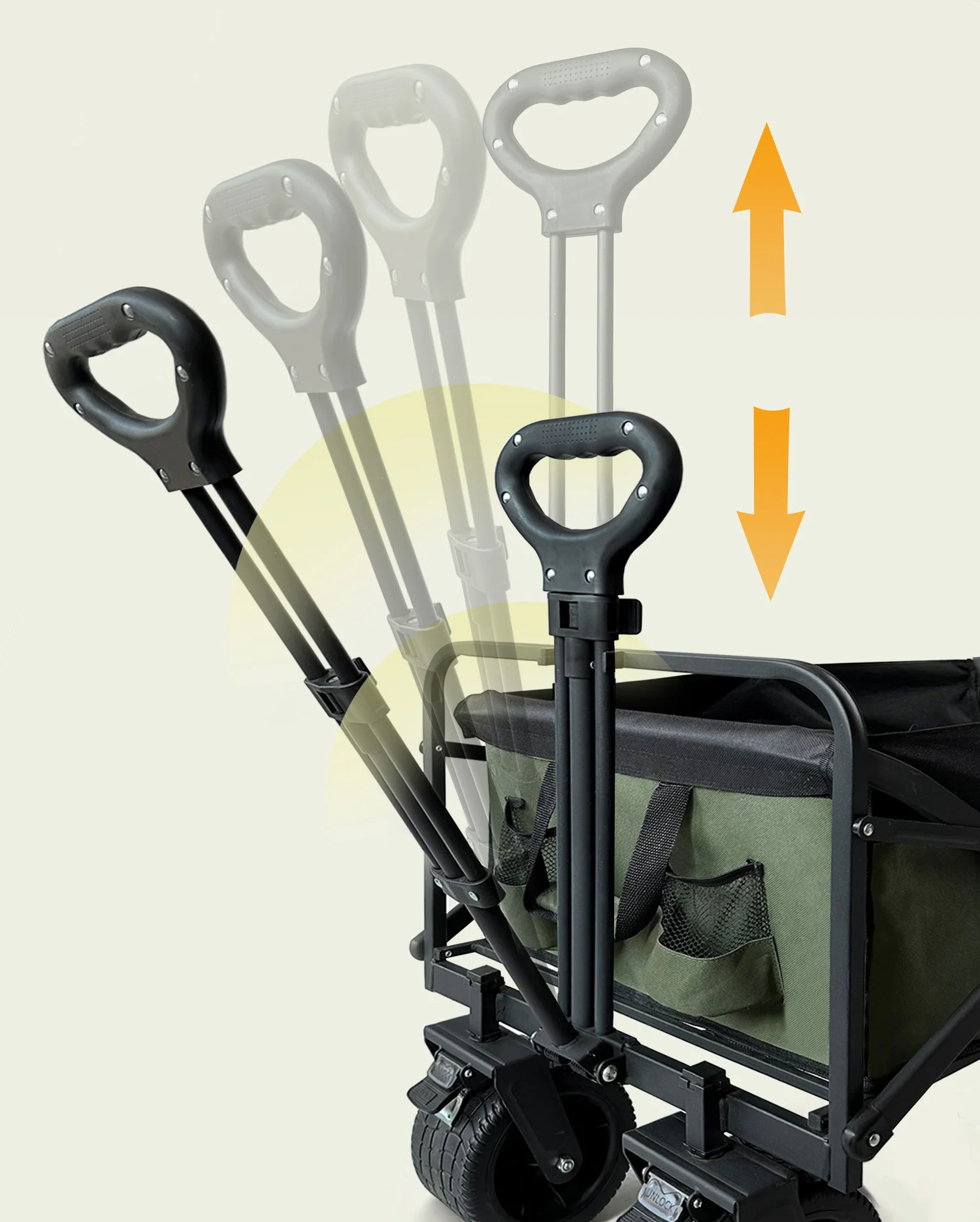 Foldable 150L Large Capacity Shopping Cart Portable Household Camping Oxford Cloth Cart Multi-function Adjustable Handle Cart