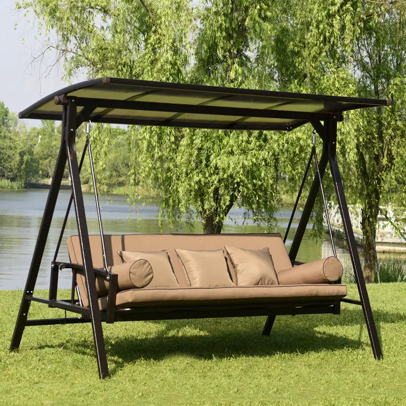 Wholesale Outdoor Aluminum Three Seat Patio Swing Chair Outdoor Furniture Swing Bed With Pillow