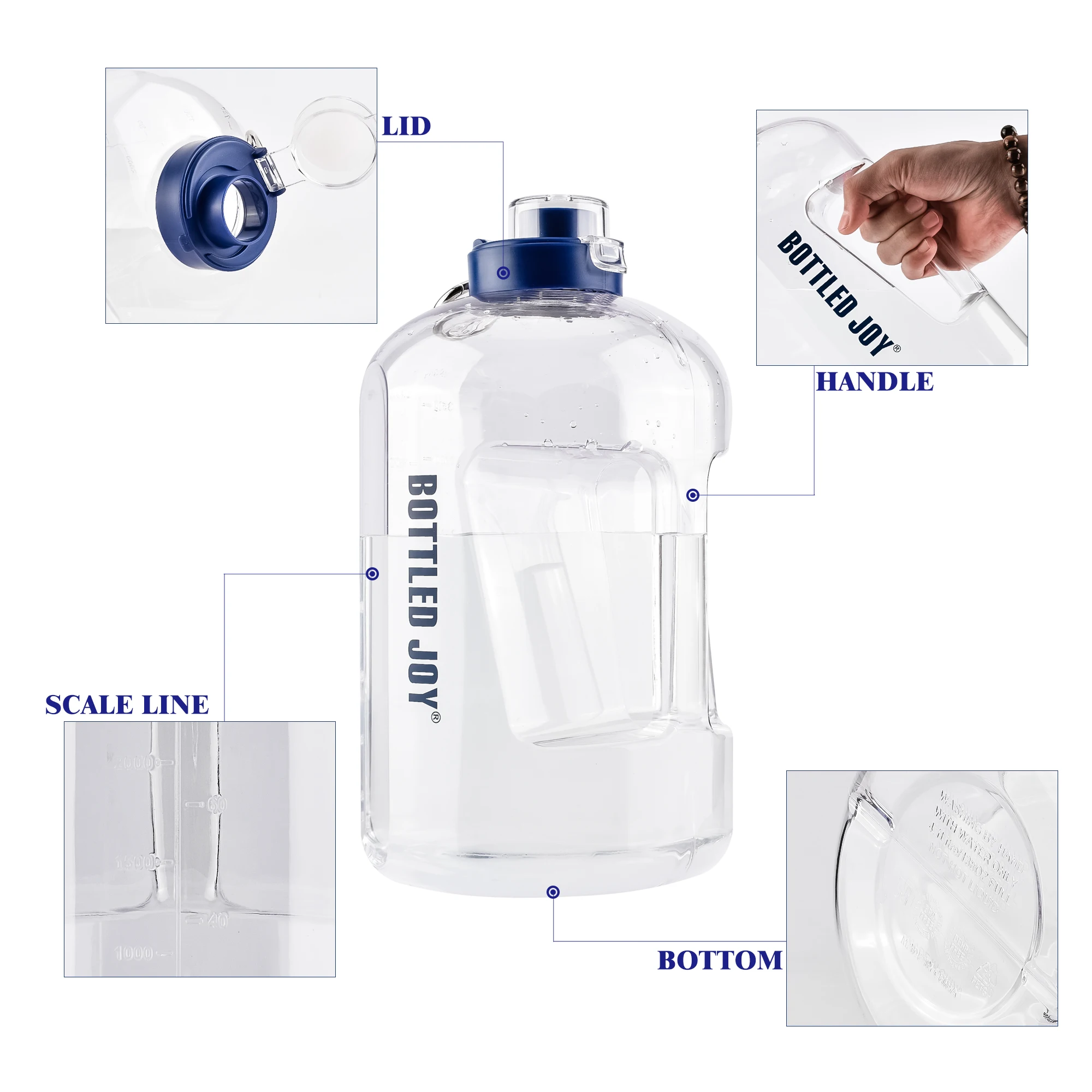  Amazon Лидер продаж таймерная бутылка для воды 1 галлон Спортивная прозрачный не содержит БФА большой кувшин с ручкой