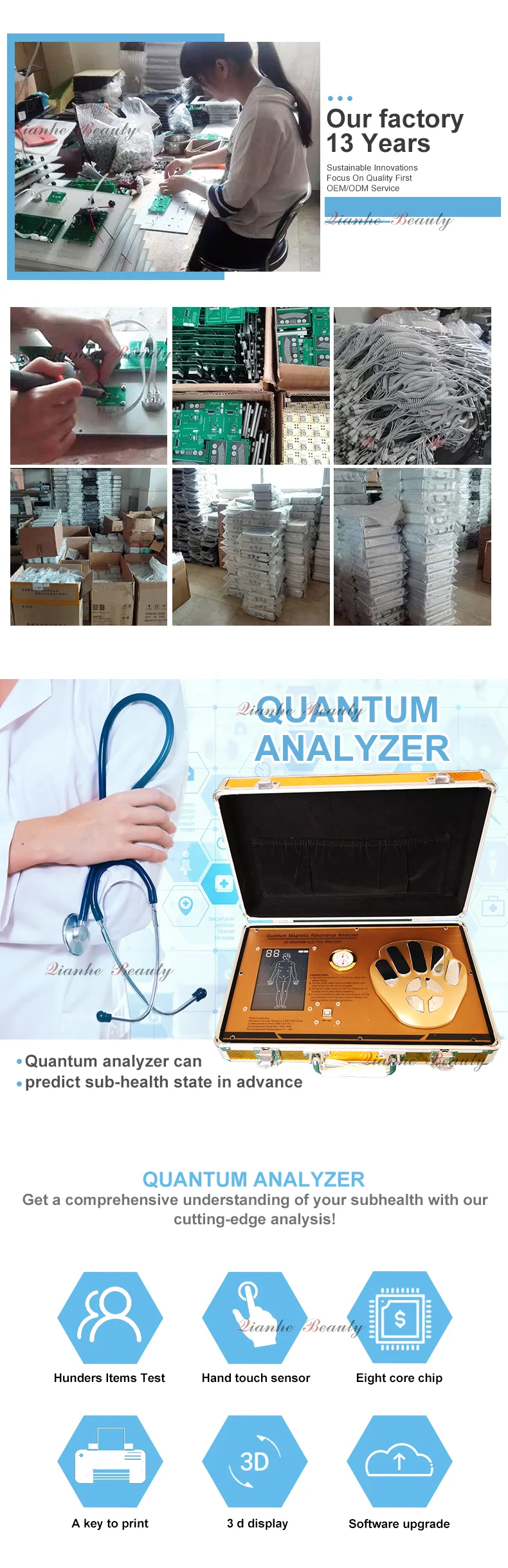 Factory Russian Serbian Thai Hungarian Vietnamese quantum bioresonance magnetic resonance analyzer Machine