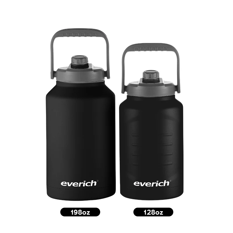 Everich 64 oz 128oz Insulated Stainless Steel Camping Sports Water Bottle Outdoor Reusable Growler with Custom Logo for Adults
