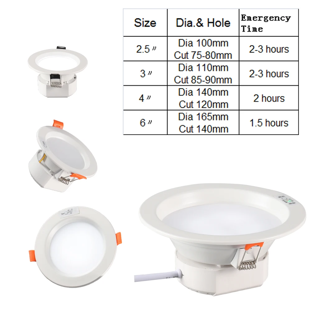 
Direct CE Recessed Downlight Lamp LED 2835 Aluminum+pc Emergency Led Light 