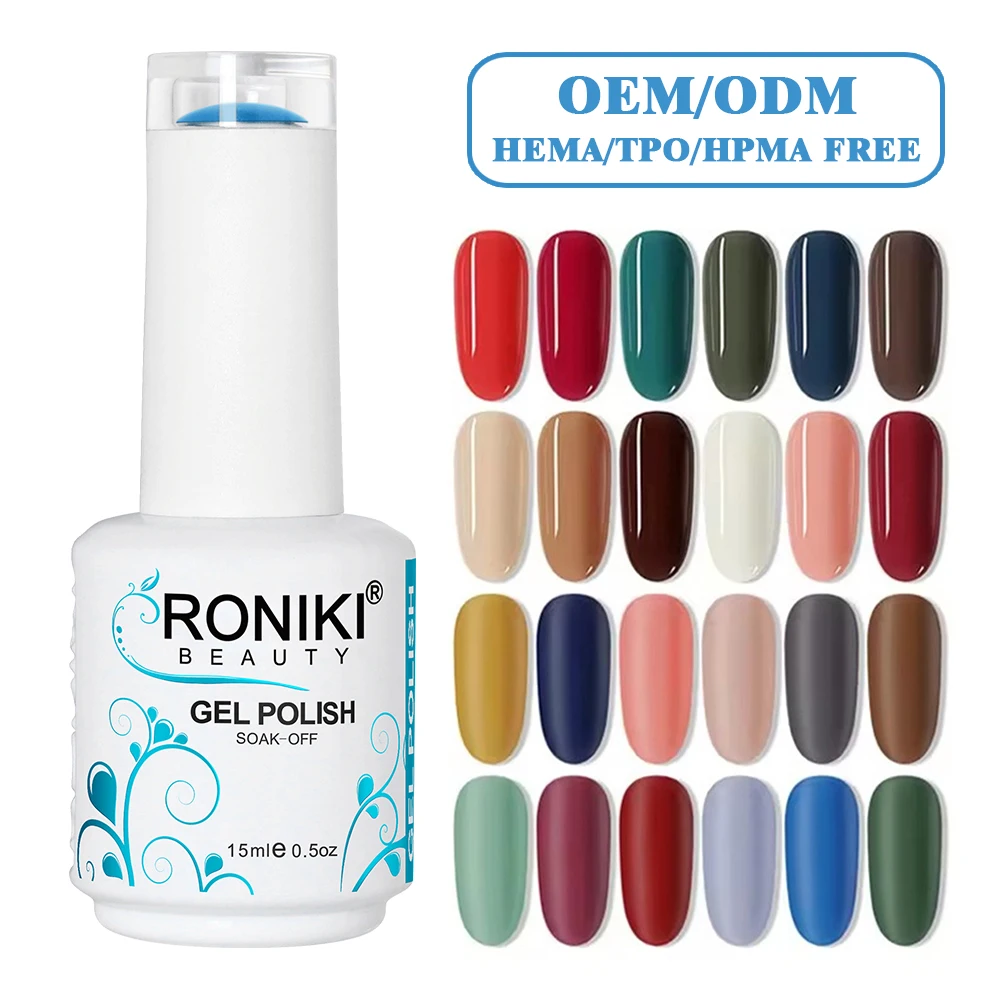 RONIKI Nail Gel Polish create your own brand Wholesale Colors Soak Off  UV Gel OEM Free HEMA Vegan Very Good Gel Nail Polish