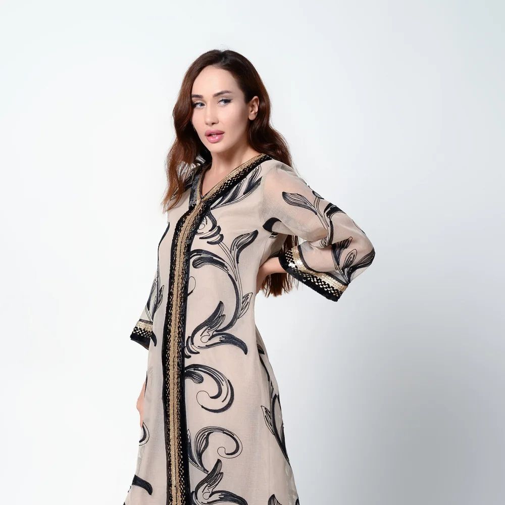  AB003 Блестящий вышитый халат Abaya Дубай мусульманский Средний Восток мусульманская женская одежда