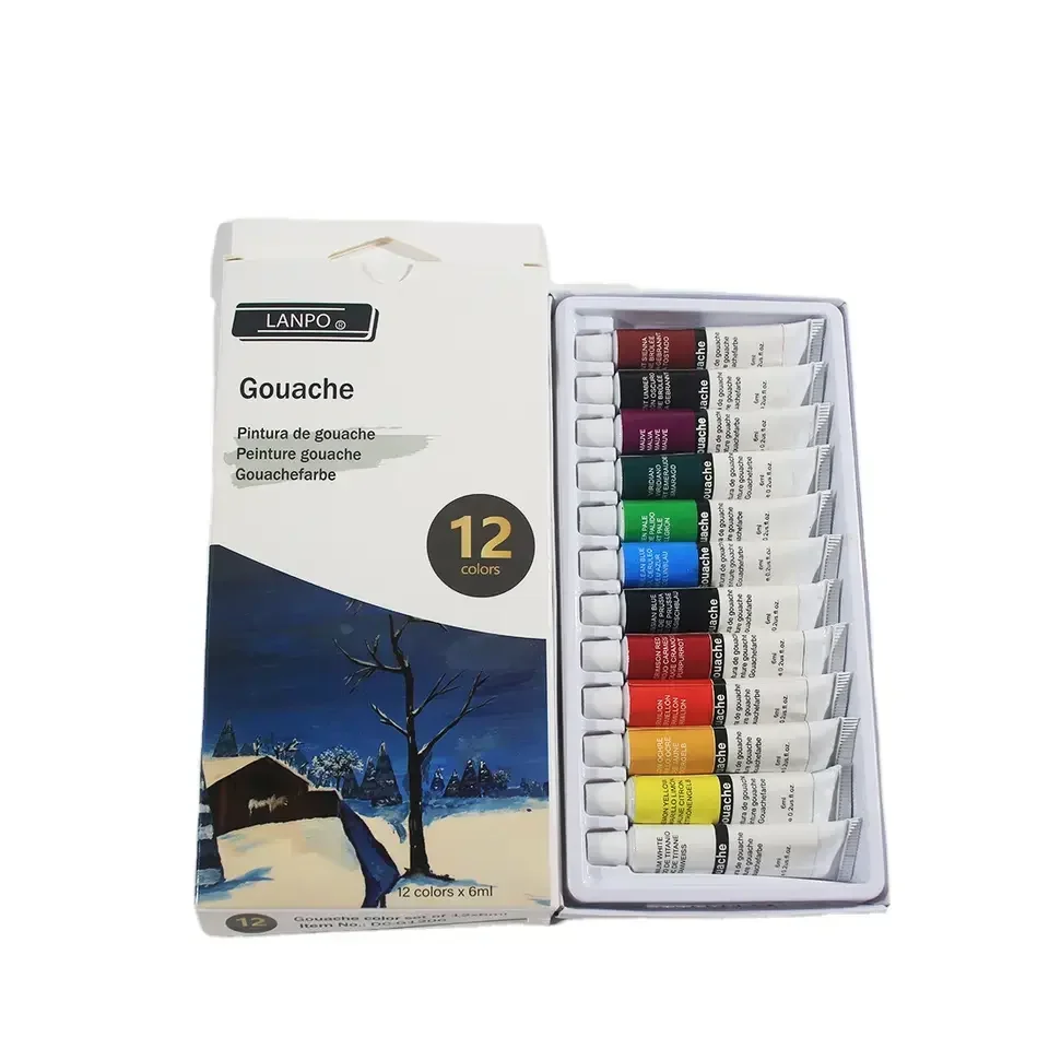 LANPO B2S Gouache color paint set12x6ml student quality painting kit hobby kit