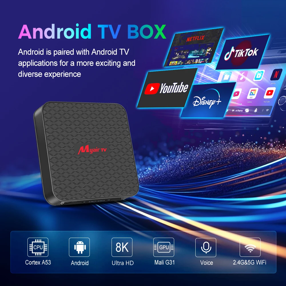 GYS android tv box ATV h313 with BT/IR remote control 4k 5G wifi 6 android smart tv box 8k/4K