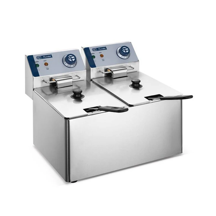 2 Tank Electric Fryer French Machine Fries Fryer Commercial Counter Top Fryer