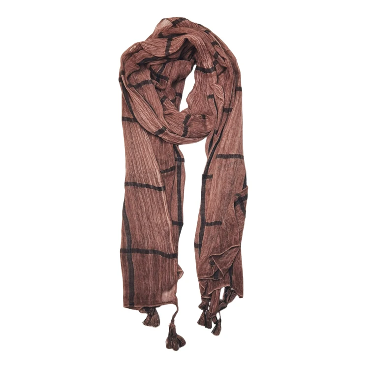 Designers custom muslim women dirty-dyed viscose bandana knitt scarf tassel cotton jersey khimar hijab plaid neck shawl fashion