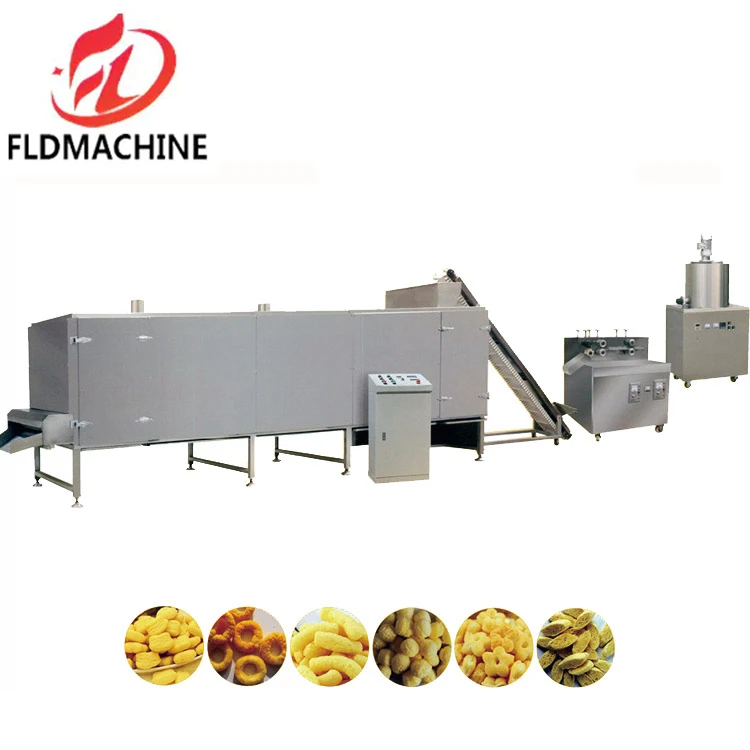 Stainless food grade automatic corn puffs snack food extruder puffed rice inflated snacks making machine