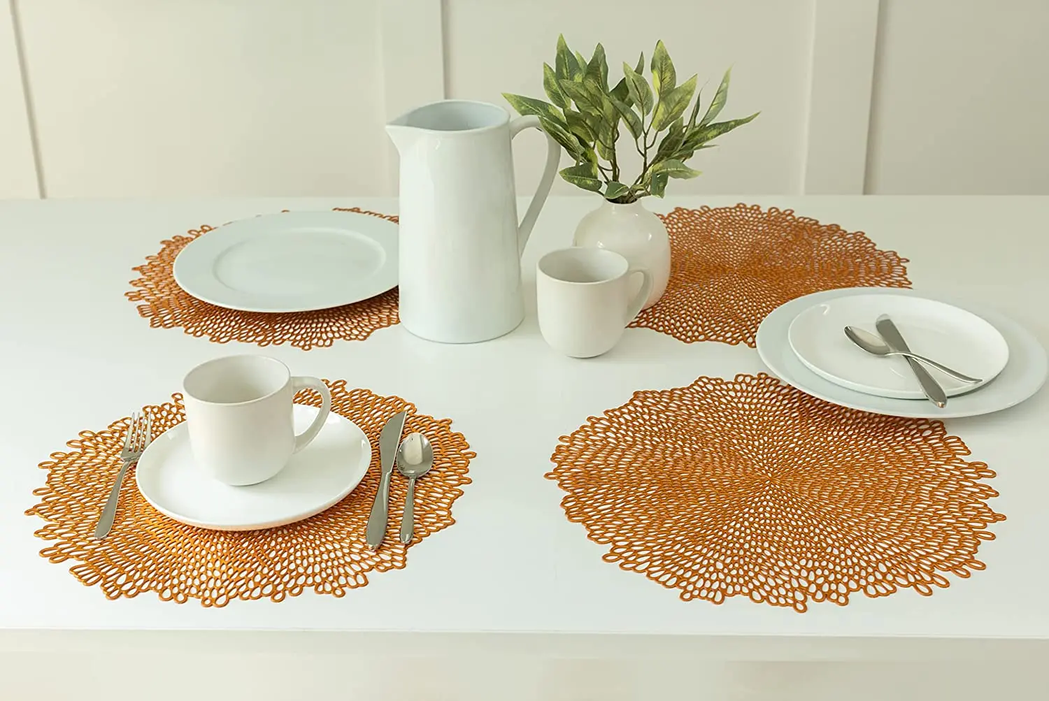 Benson Mills Bloom Pressed Vinyl Placemat Set Kitchen and Dining Table Mats for Wedding