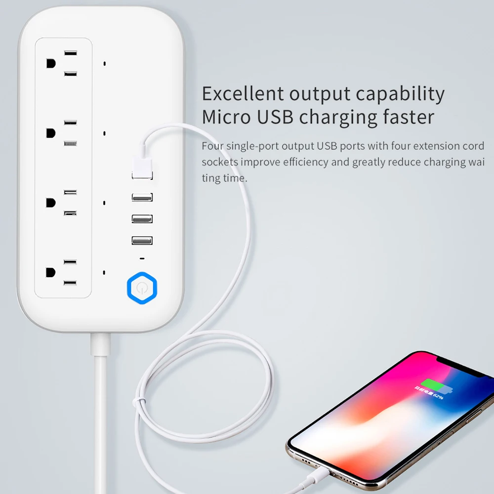 RSH Tuya Wifi Smart Socket Power Strip With 4 USB Ports Multi-Plug Smart Life