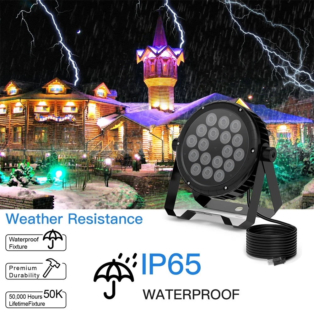 U`King 18 LEDs Par Light Waterproof IP65 Rated Outdoor 18x10W RGBW 4in1 Stage Light DMX512