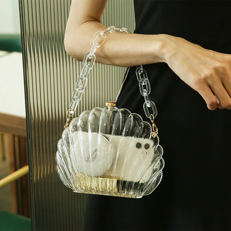 Guangzhou fashion acrylic hard shell gold silver clutch evening bag for lady