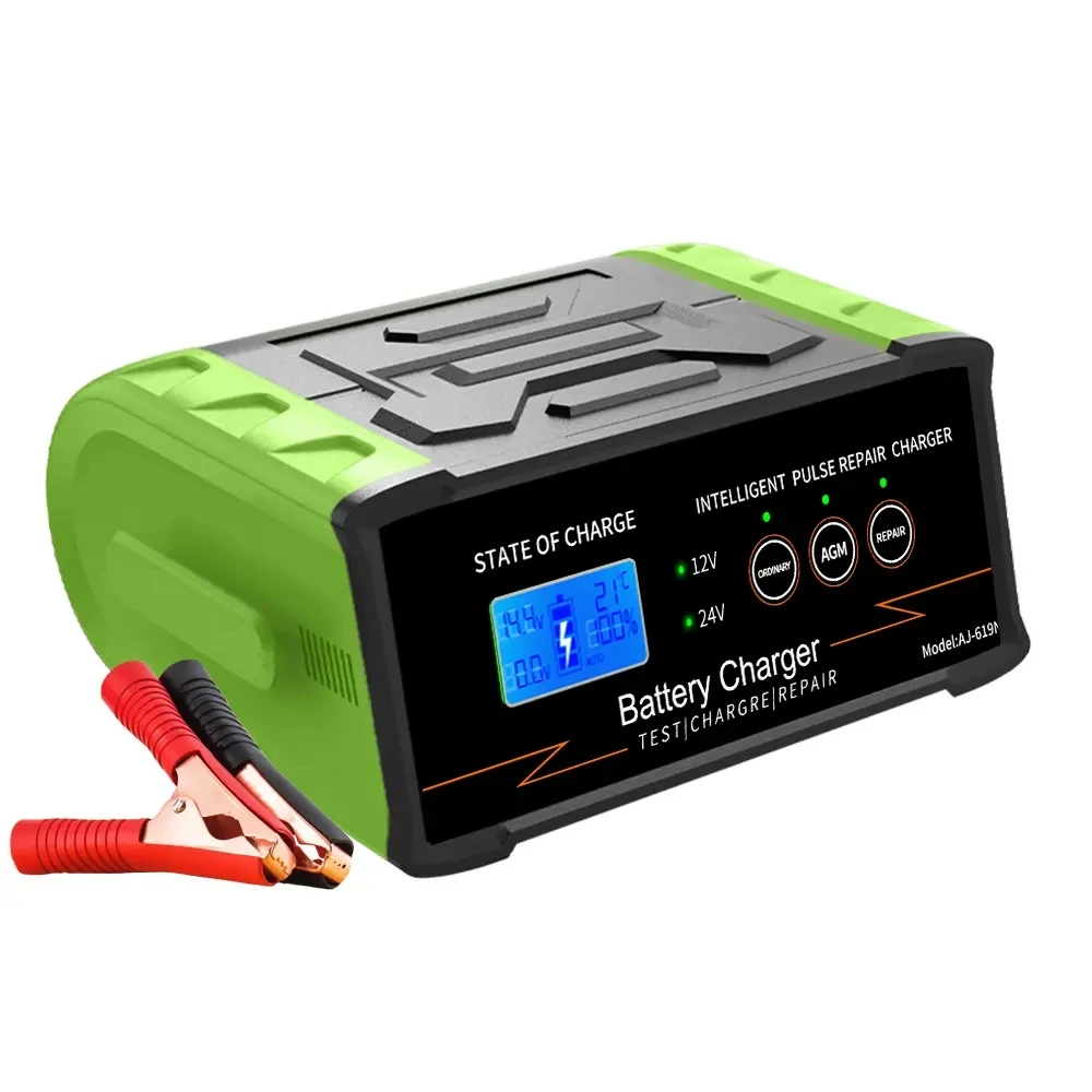 25A Smart Charging Car Motorcycle Battery Charger 12V 24V Automobile 7-Stage Pulse Repair Battery Charger