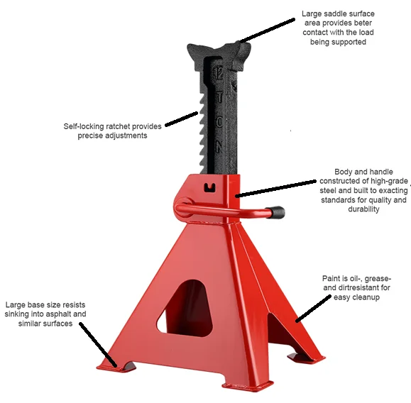 Bottle Jack 12 Ton Vehicle Safety Jack Stand With Big Foot Base