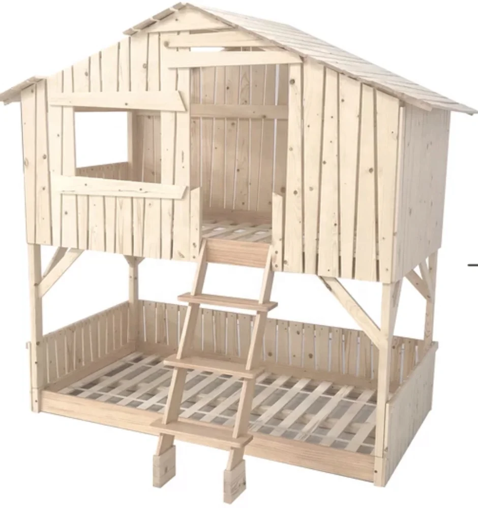 Kids girls or boys cheap price princess beautiful wooden bedroom furniture house bunk bed