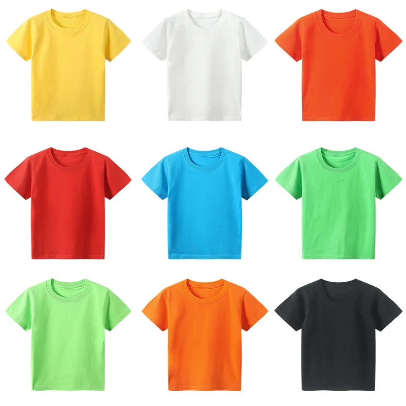 Toddler boys girls t-shirts custom plain dyed 100% organic cotton kids short sleeve t shirts