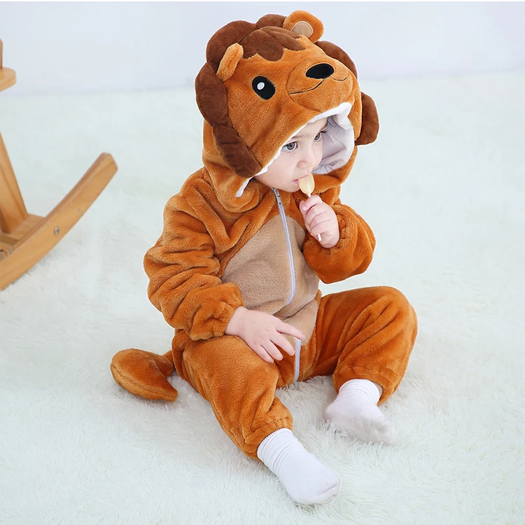 MICHLIN New Design Brown Children Party Cosplay Infant Lion Costume Newborn Baby Rompers