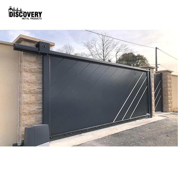 Electric automatic modern design decoration metal aluminum main motor opener sliding gate for garden