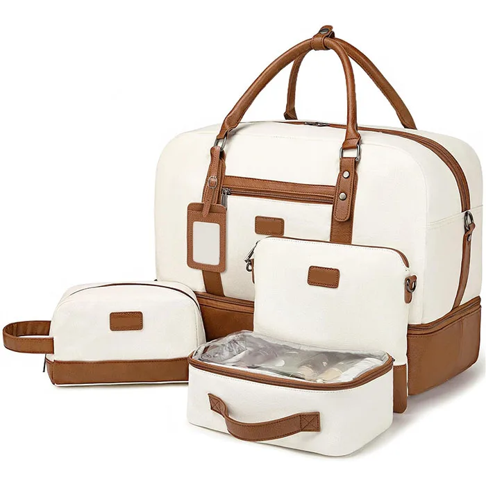 Weekender Bags Large Overnight Bag Carry on Shoulder with Shoe Compartment Weekend Leather Duffel Bag for Travel Business Gym