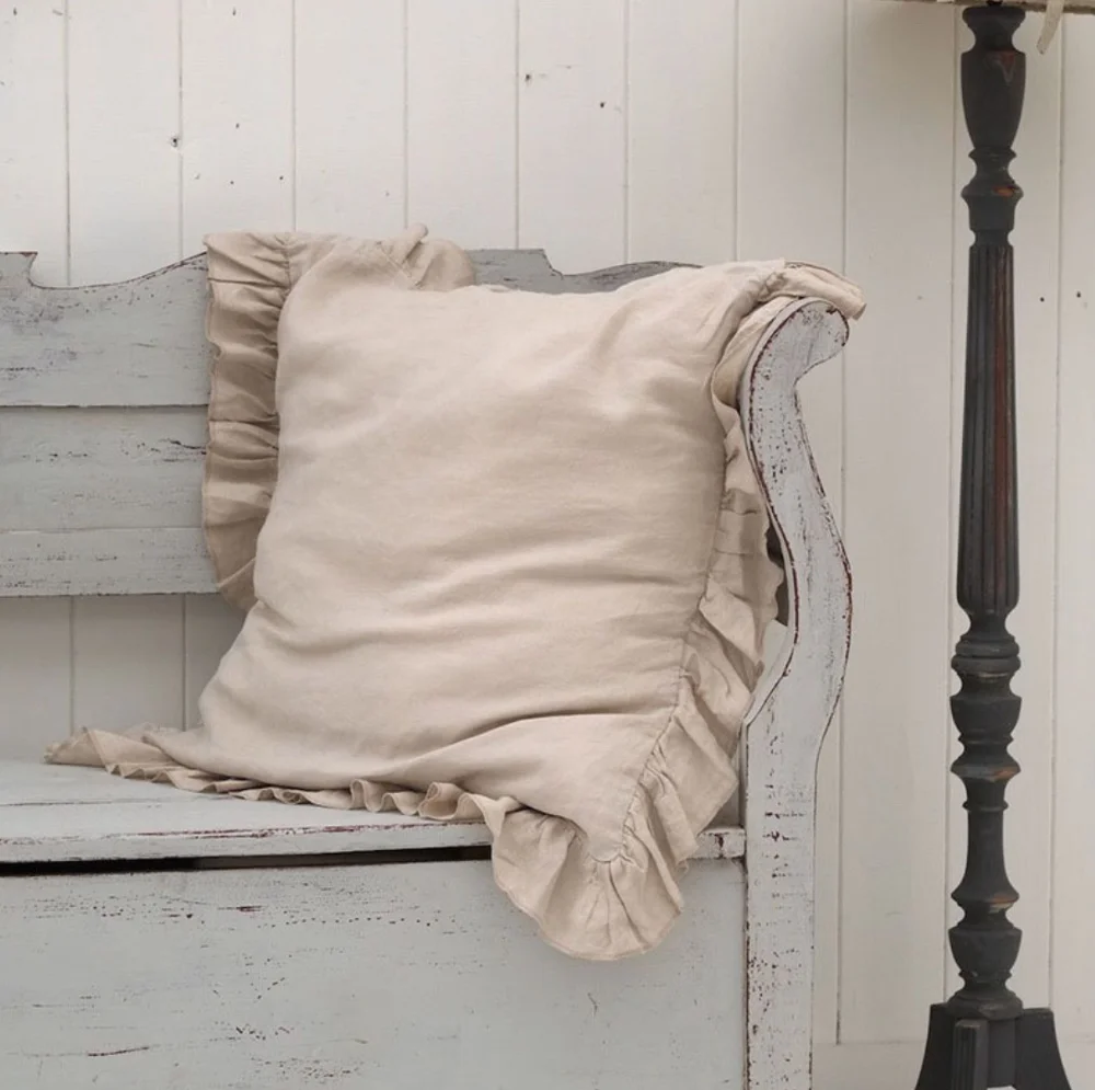 Custom 100% Linen hemp bedding product Scandinavian Nordic style interior decor natural color Sham Pillowcase