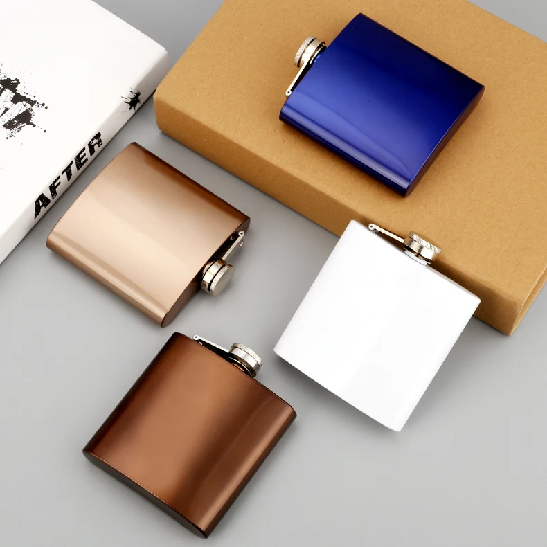 
yongkang factory custom color 304 stainless steel 6oz hip flask 