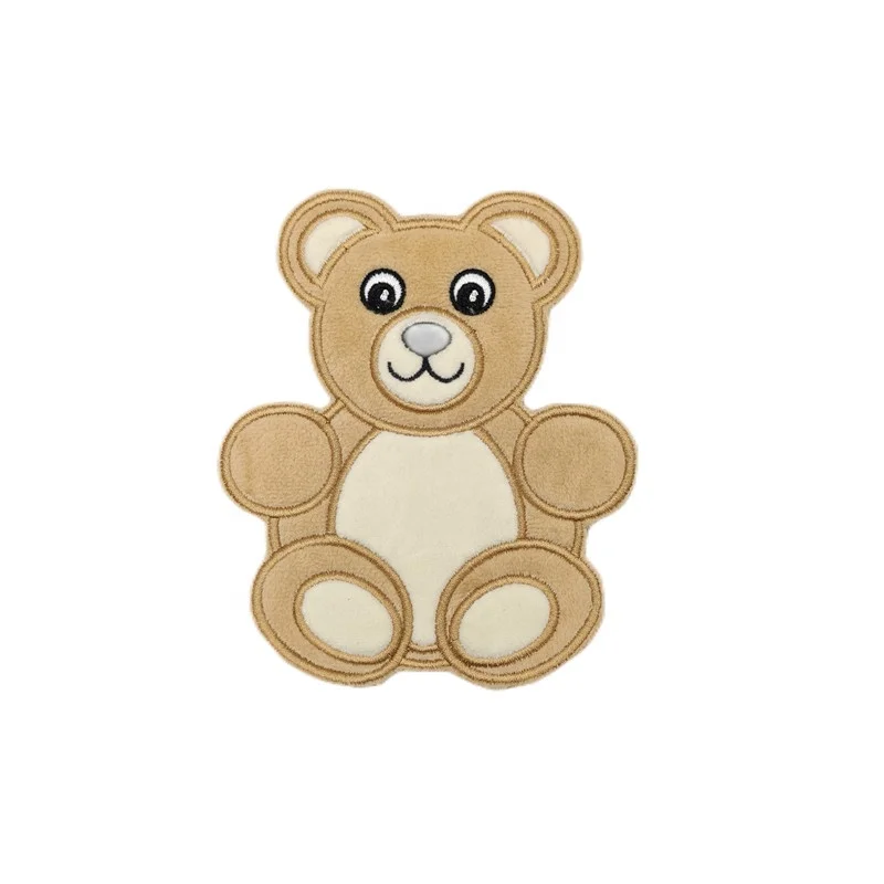 Wholesale Cartoon Plush Bear Embroidery Patches Custom Iron On Backing Towel Embroidery Patches for Clothing