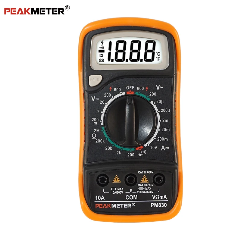 2000 counts DC AC voltage DC current Ohm Digital Multimeter with Diode test data hold and continuity
