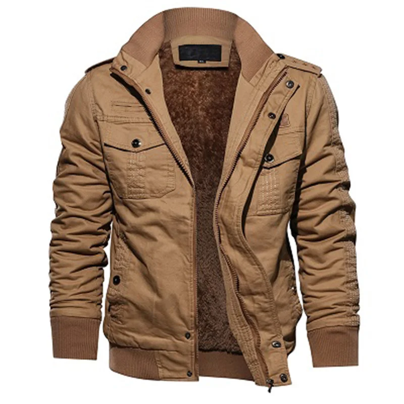 
Dropshipping Wholesale Autumn Winter Jaket Thickening Warm Fleece Jacket Mens Military Army Coat 