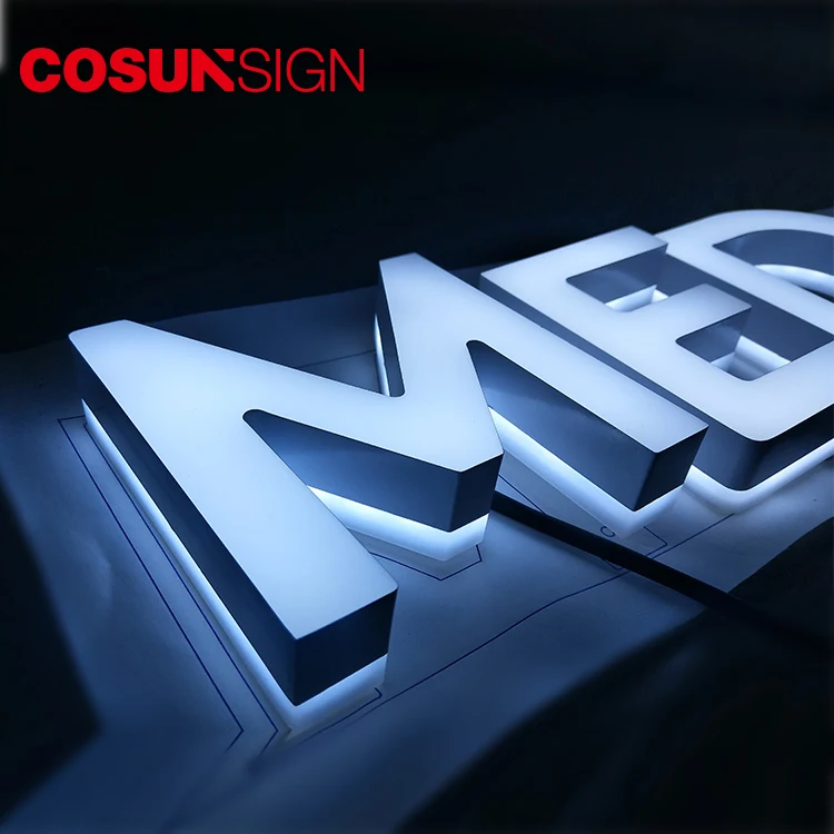 Cosun Slim Acrylic Led Sign Retail Small Logo Led Light Letter 3D Custom Sign For Business Outdoor Metal