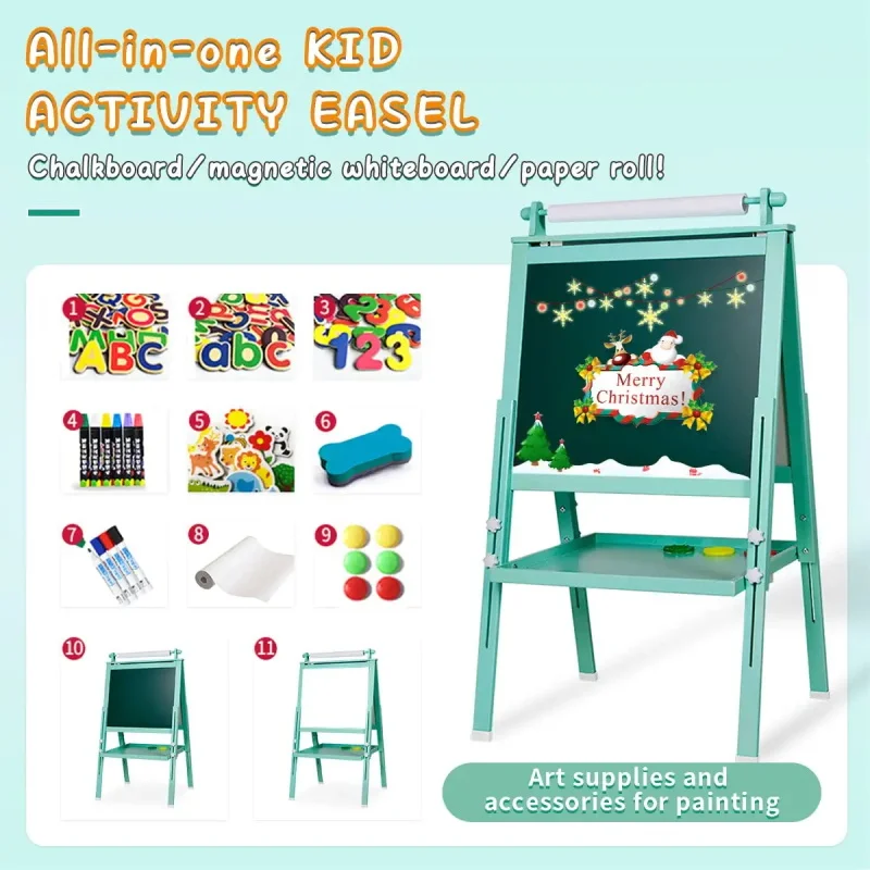 Wooden Adjustable Double Sided Drawing Board Whiteboard & Chalkboard Dry Erase Board  drawing
