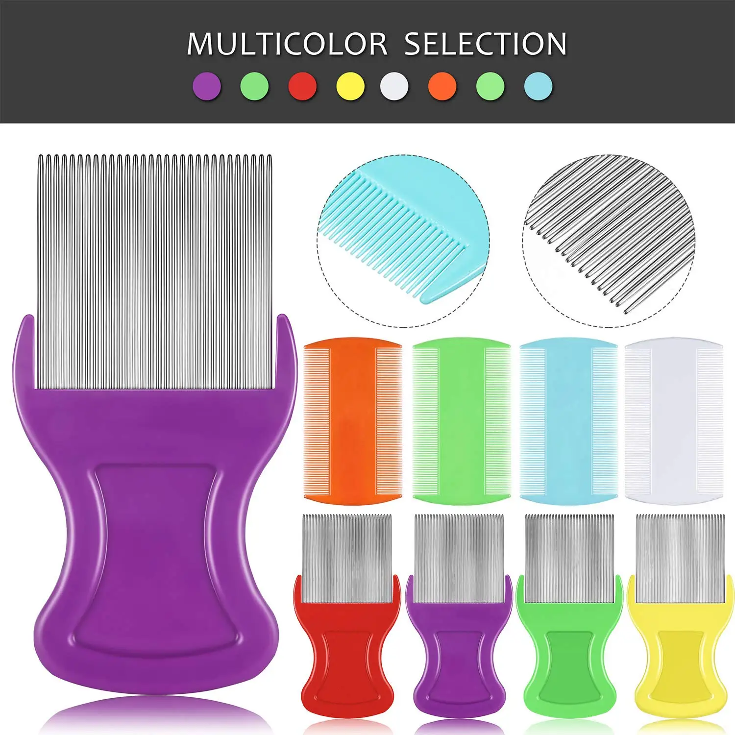 Hot selling hair grooming metal tooth lice comb private label lice comb