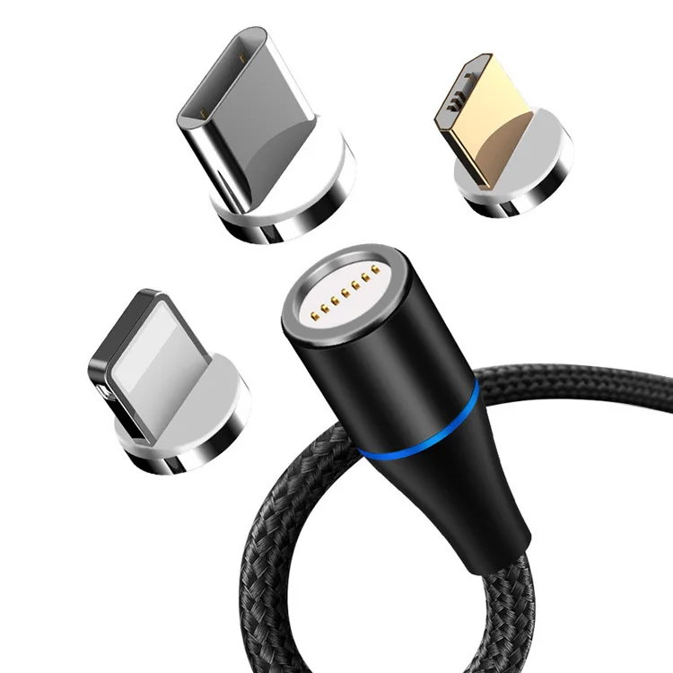 Оптовая продажа магнитный 360 быстрая зарядка USB светодио дный световой 3 в 1 usb Магнитный зарядный