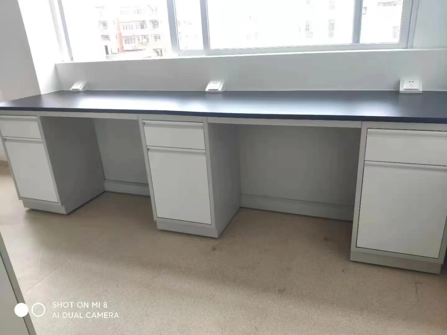 School lab furniture chemistry lab equipment Steel & Wood structure central work bench Guangzhou research laboratory furniture