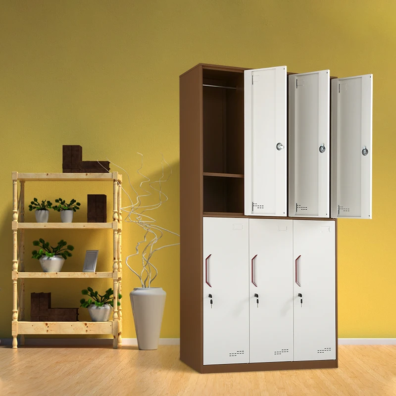 New design steel 6 door high quality metal cabinet wardrobe storage locker