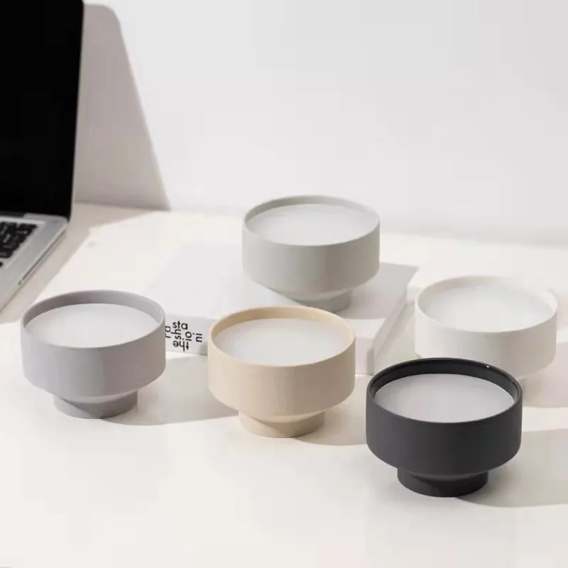 Ins Custom Christmas Holiday Candle Vessel Grey Ceramic Decorative Candle Jar