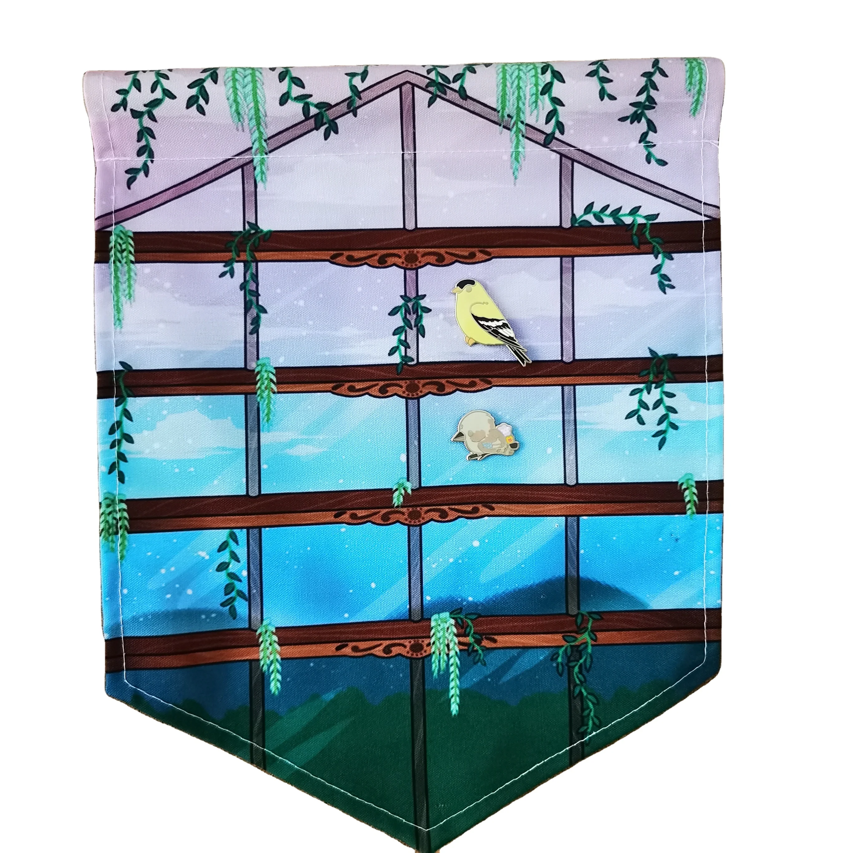 Custom Enamel pin wall display pennant banner, kids room Canvas Wall Banner decor print logo,pin board wall for Collection