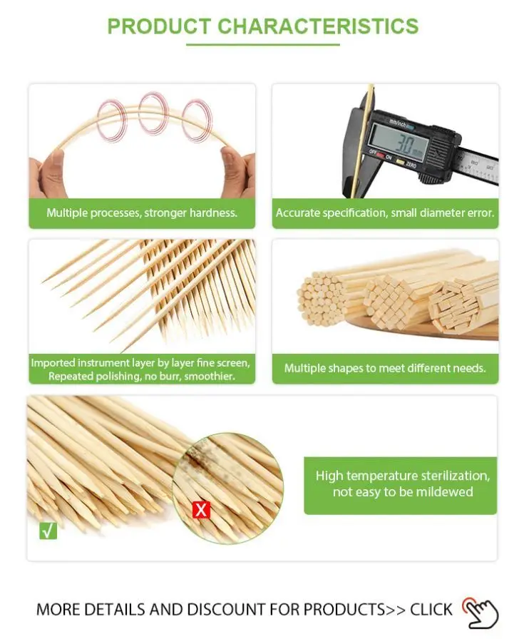 Disposable natural bamboo satay stick corn dog sticks